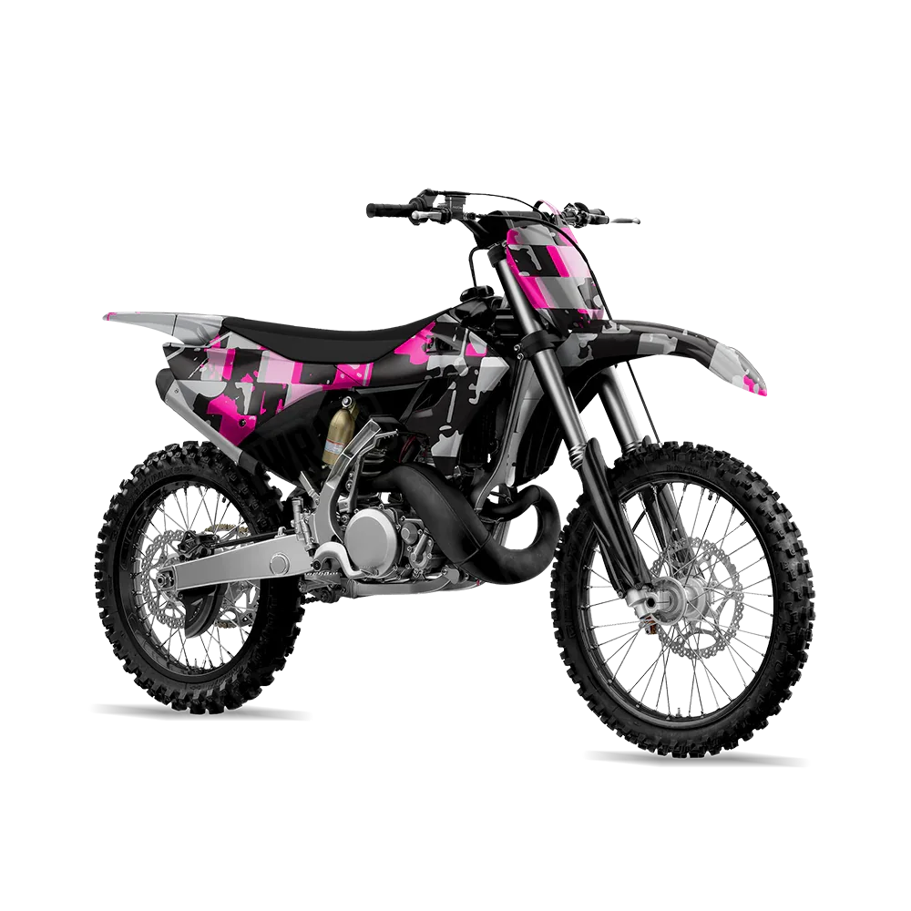 Broken Plaid Magenta Tiger Dirt Bike Wraps