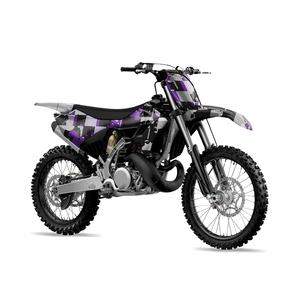 Broken Plaid Purple Tiger Dirt Bike Wraps