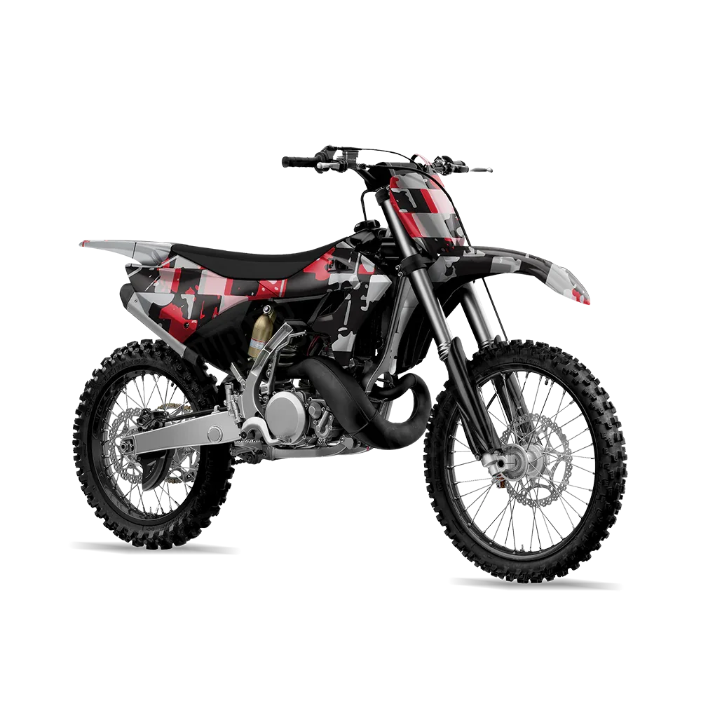 Broken Plaid Red Tiger Dirt Bike Wraps