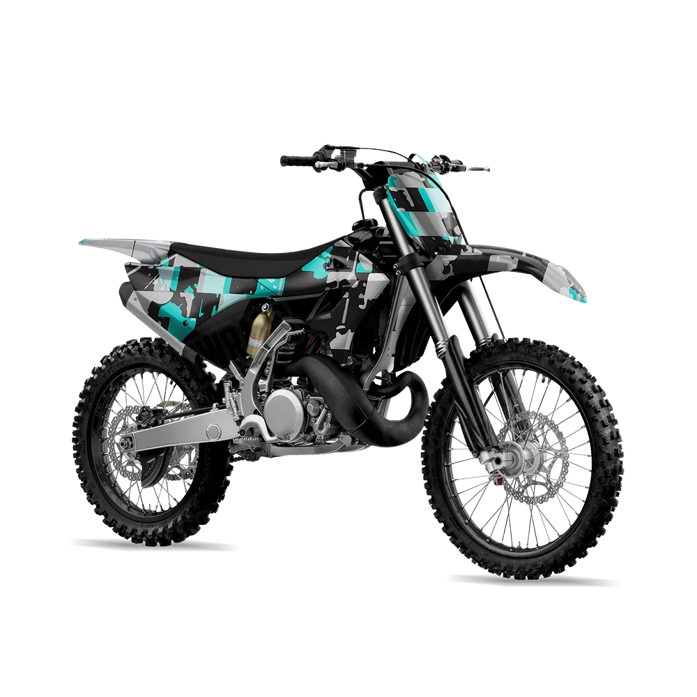 Broken Plaid Tiffany Blue Tiger Dirt Bike Wraps