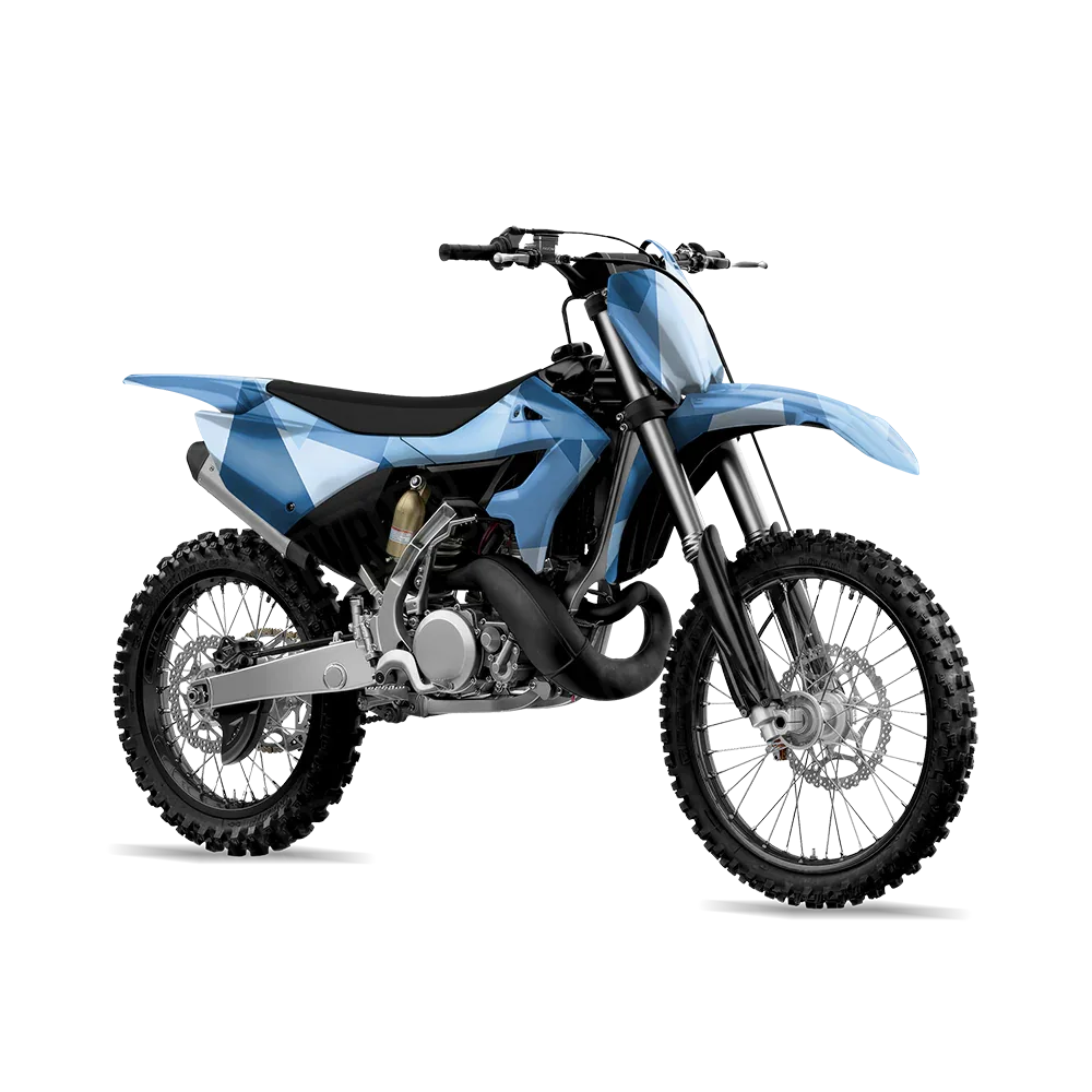 Shattered Cool Blue Dirt Bike Wraps