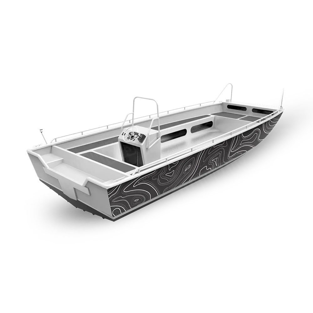 Topographic Black Fishing Boat Wraps