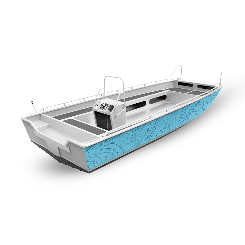 Topographic Blue Fishing Boat Wraps