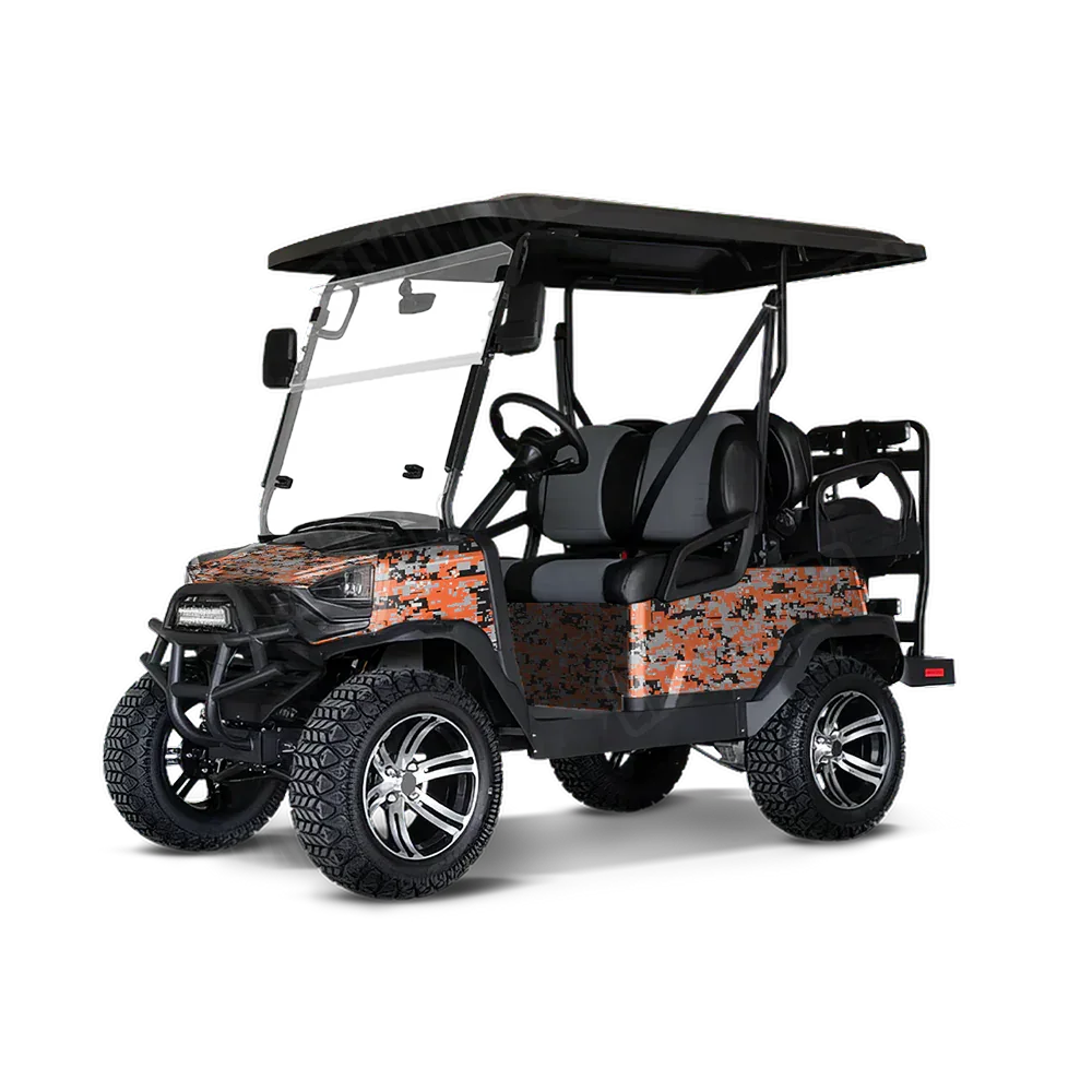 Digital Orange Tiger Golf Cart Wraps