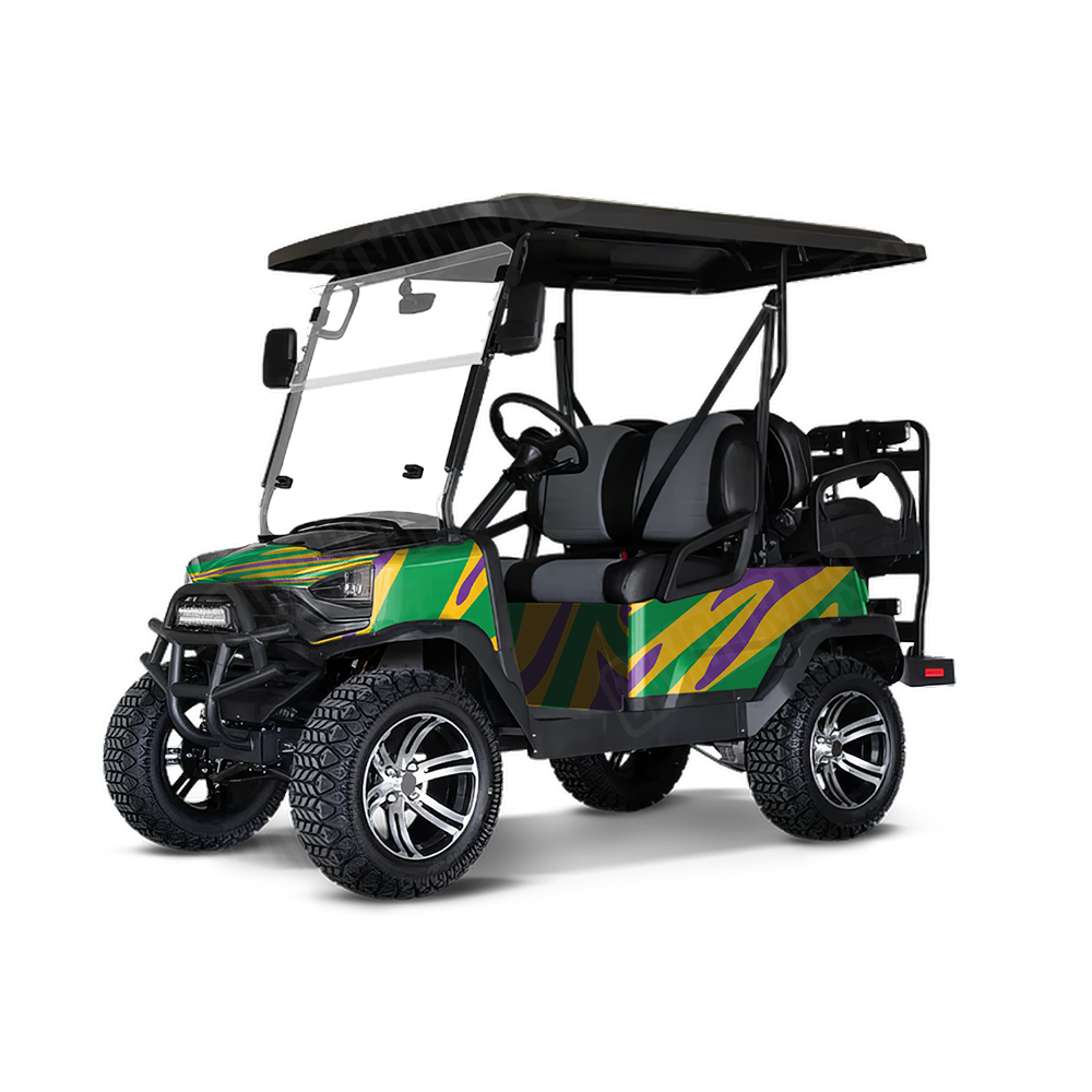 Fun Stripe Mardi Gras Golf Cart Wraps