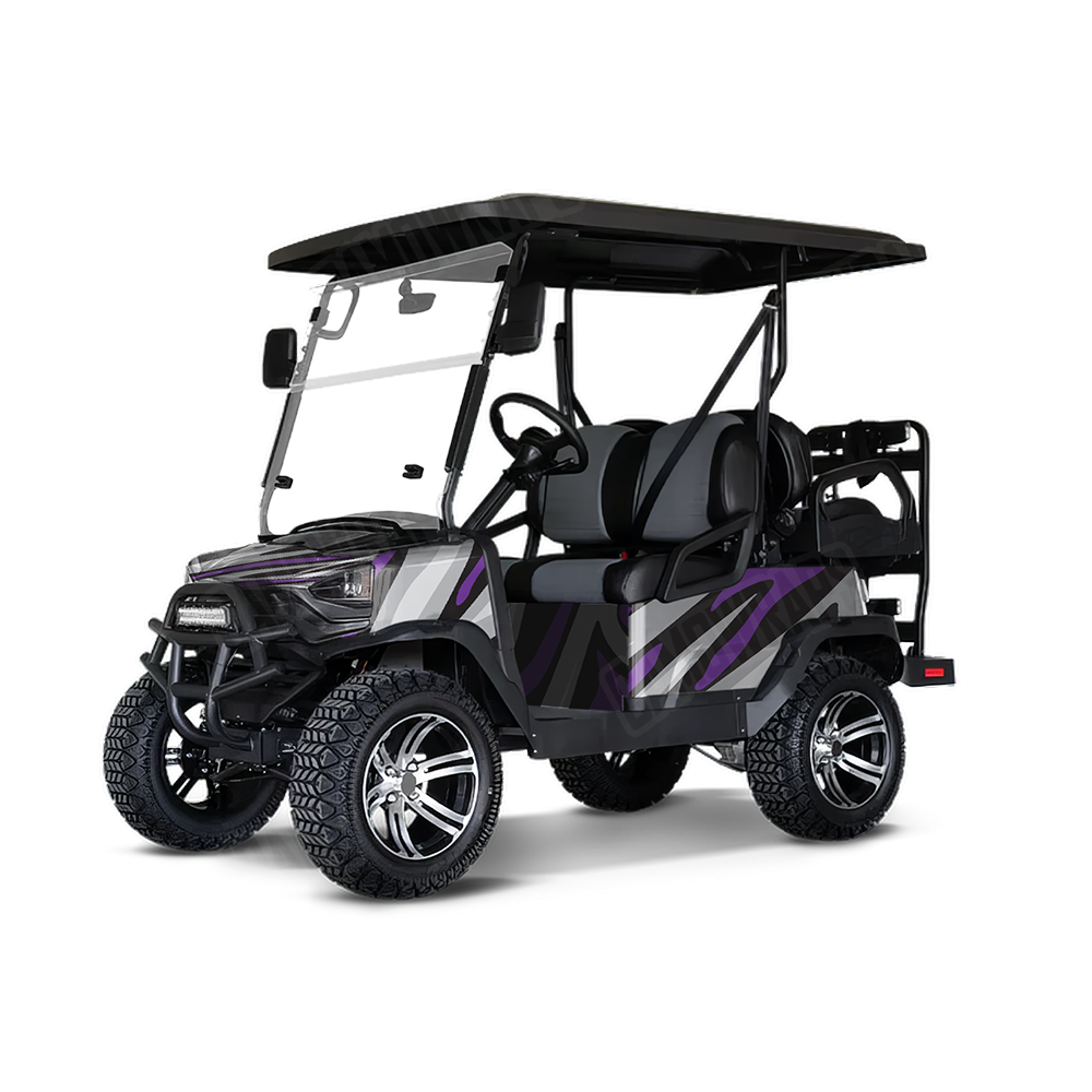 Fun Stripe Purple Tiger Golf Cart Wraps
