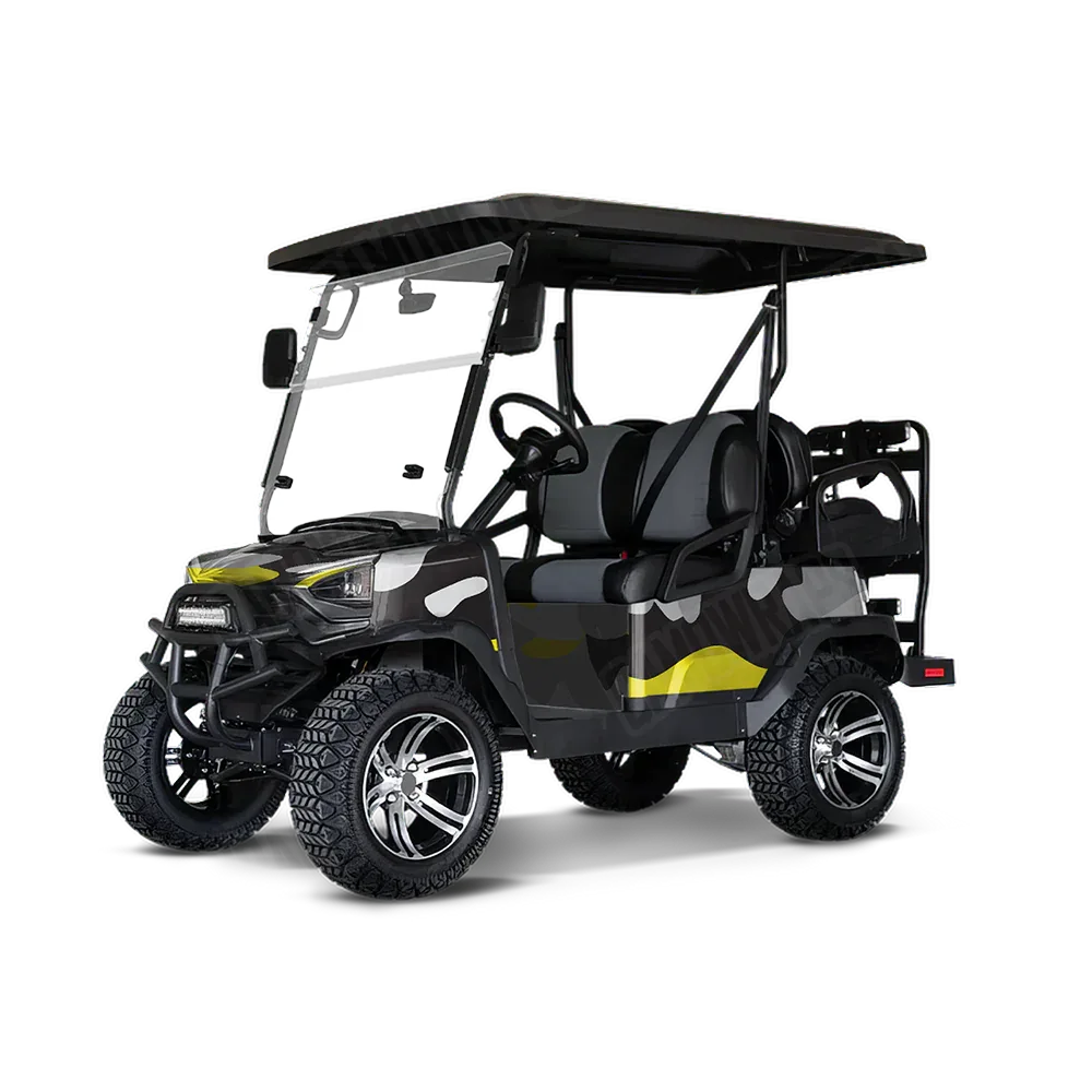 Classic Yellow Tiger Golf Cart Wraps