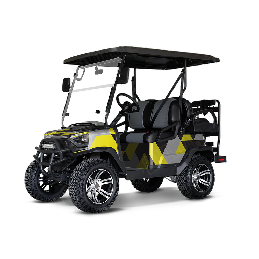 Triangle Yellow Tiger Golf Cart Wraps