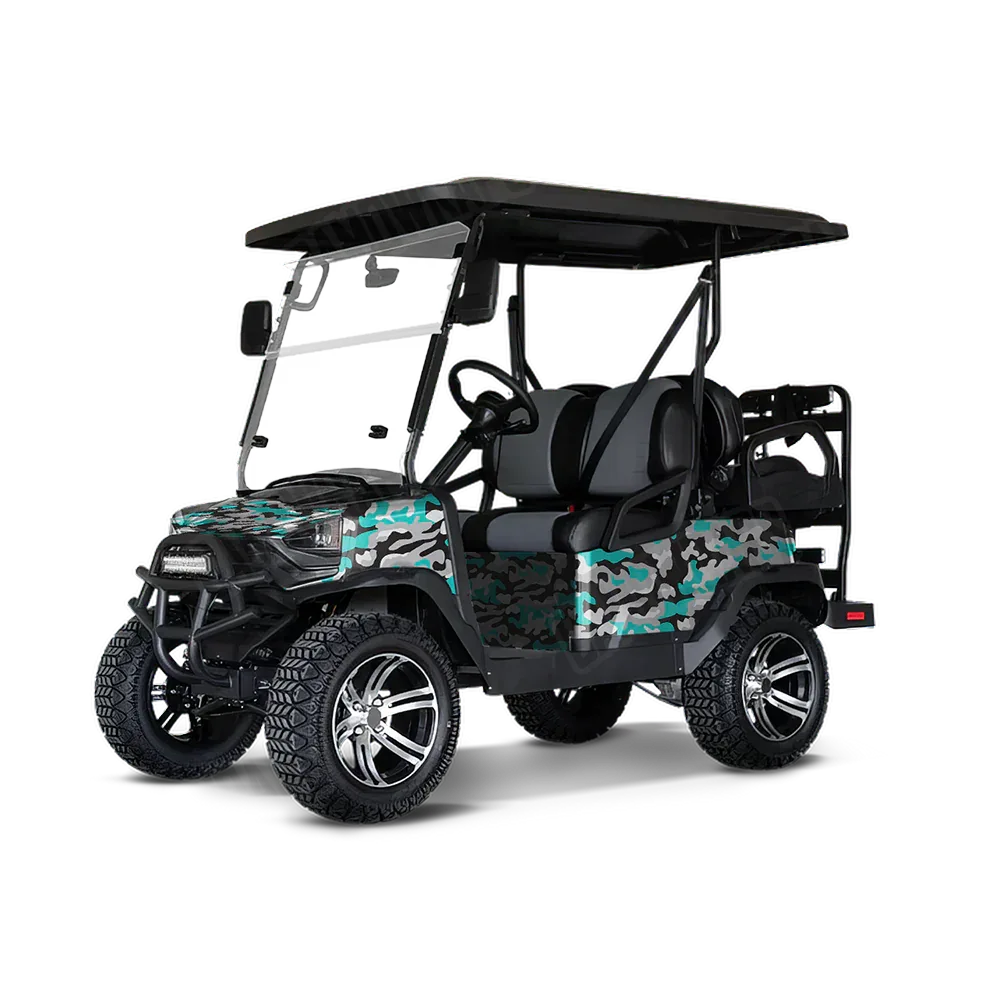 Classic Tiffany Blue Tiger Golf Cart Wraps