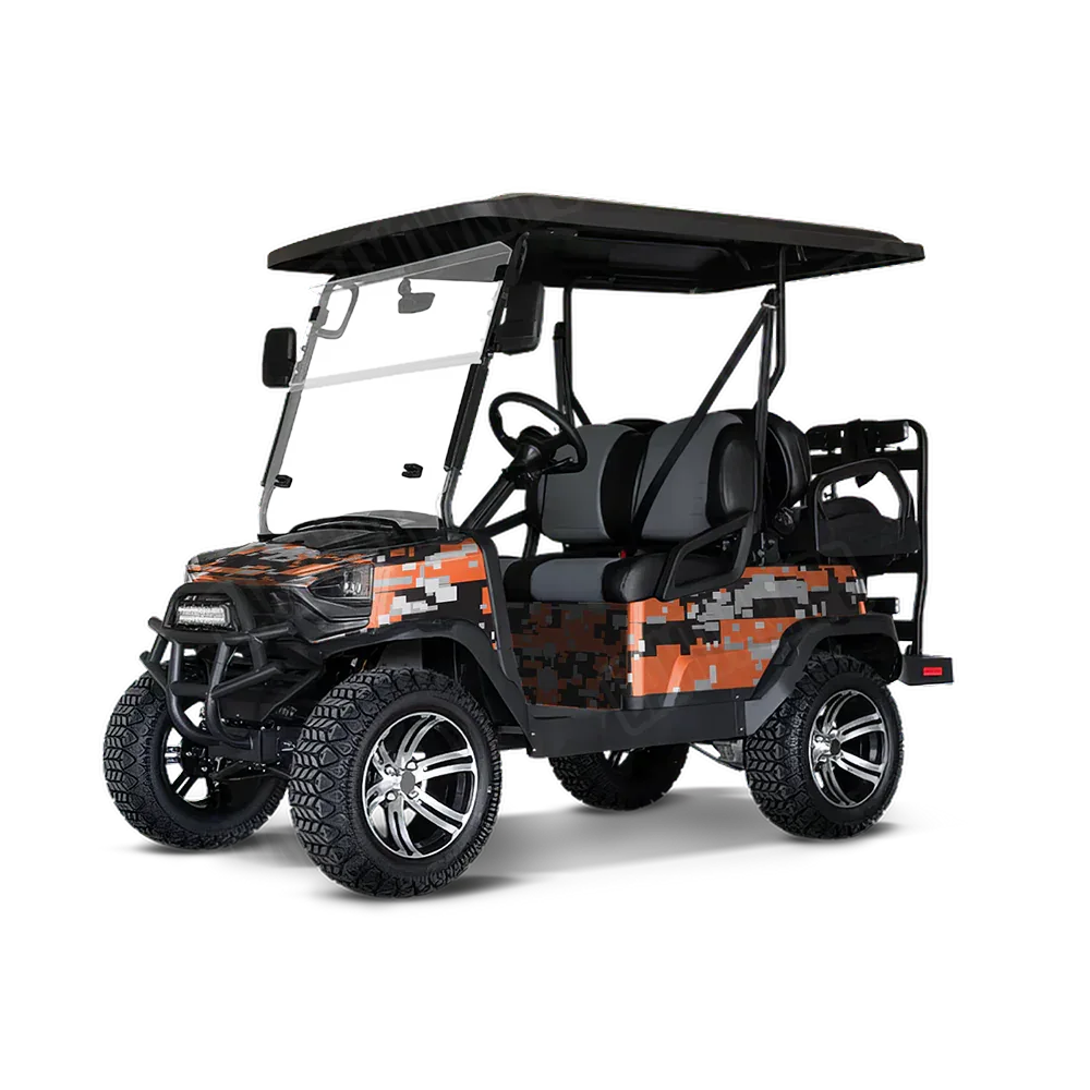 Digital Orange Tiger Golf Cart Wraps