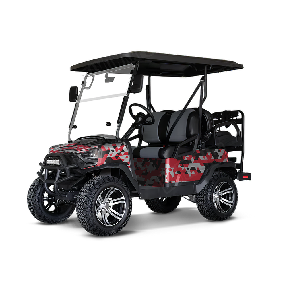 Triangle Red Tiger Golf Cart Wraps