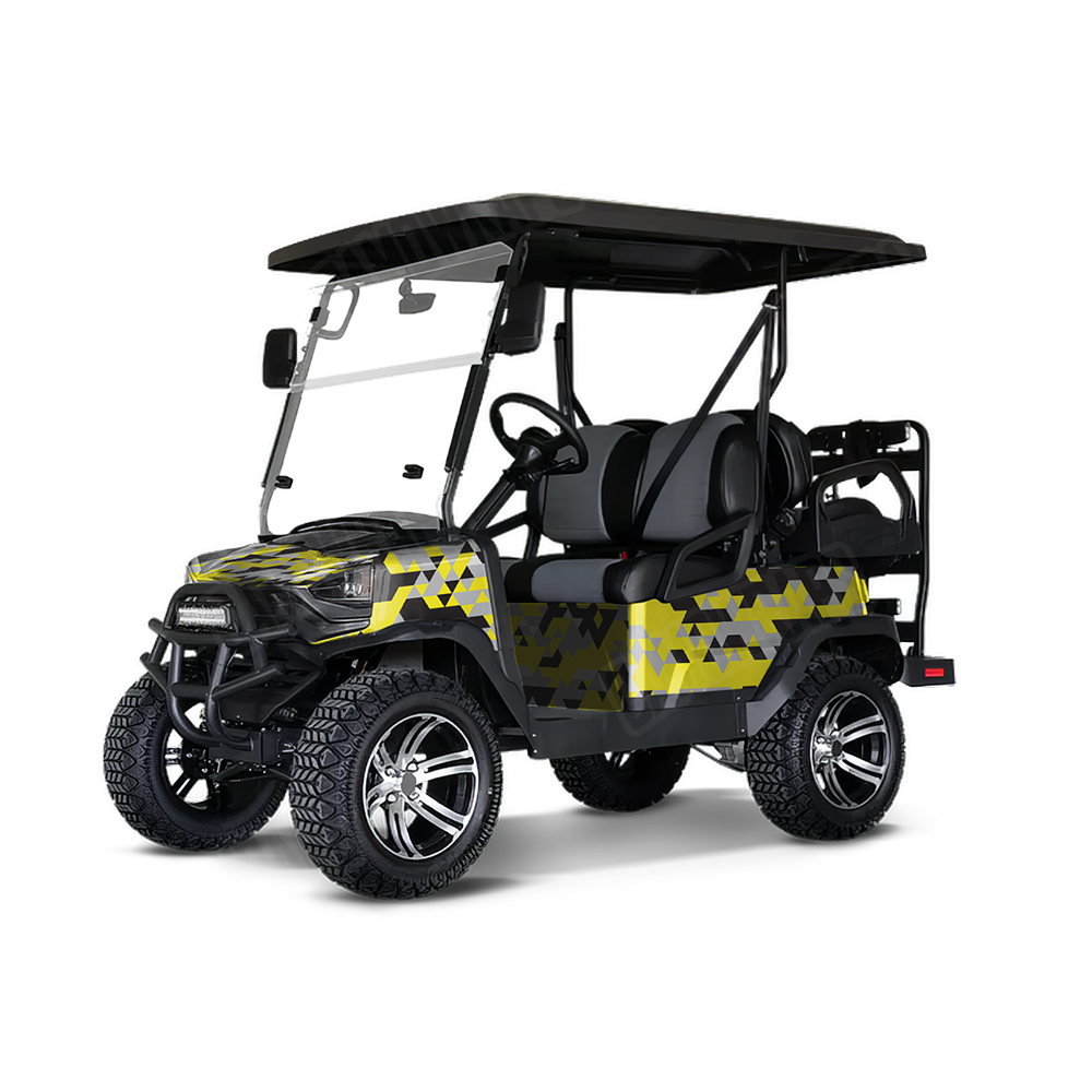 Triangle Yellow Tiger Golf Cart Wraps