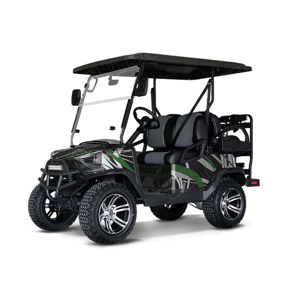 Liquid Smoke Green Tiger Golf Cart Wraps