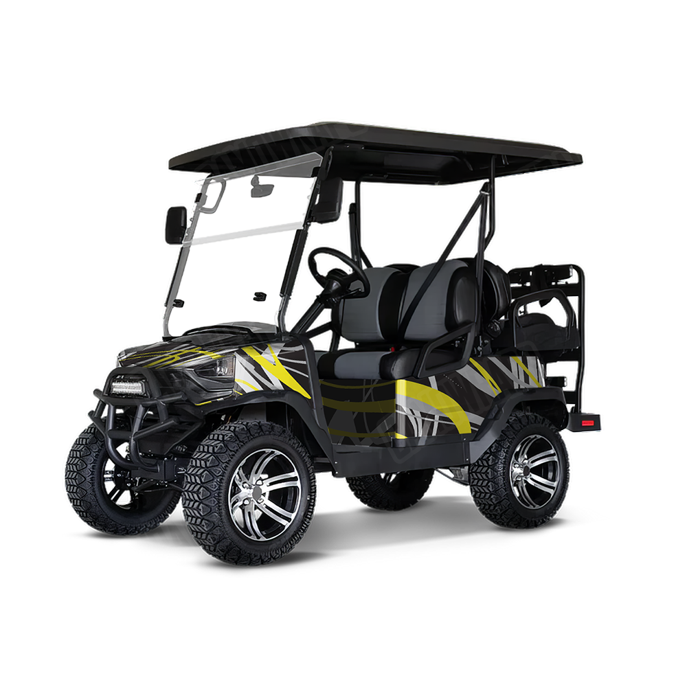 Liquid Smoke Yellow Tiger Golf Cart Wraps