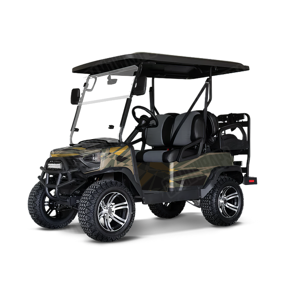 Sharp Militant Yellow Golf Cart Wraps