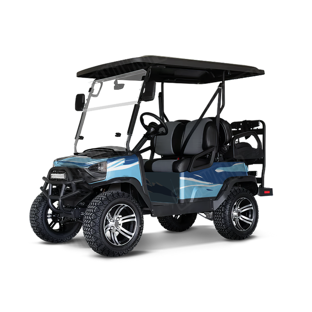 Shredded Baby Blue Golf Cart Wraps