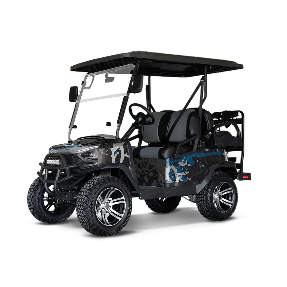 Tire Splatter Blue Tiger Golf Cart Wraps