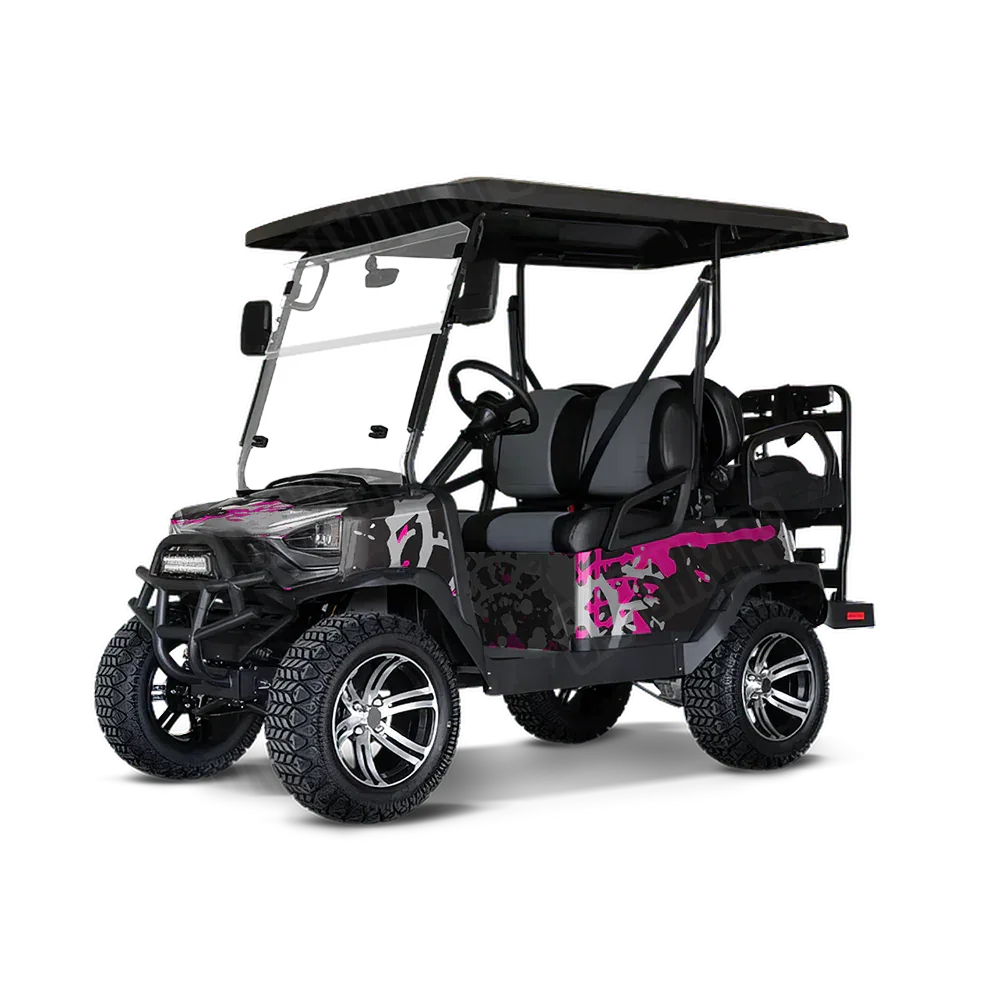 Tire Splatter Magenta Tiger Golf Cart Wraps