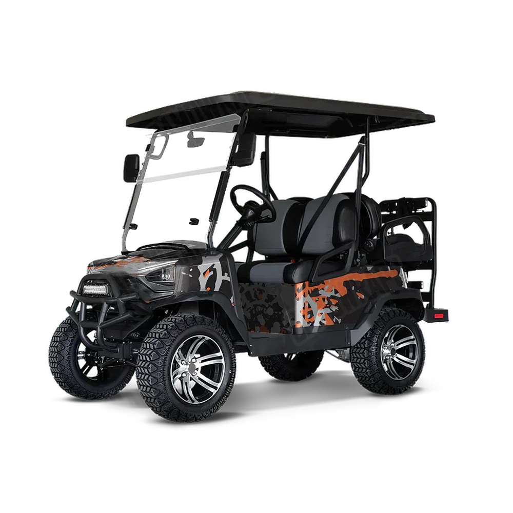 Tire Splatter Orange Tiger Golf Cart Wraps