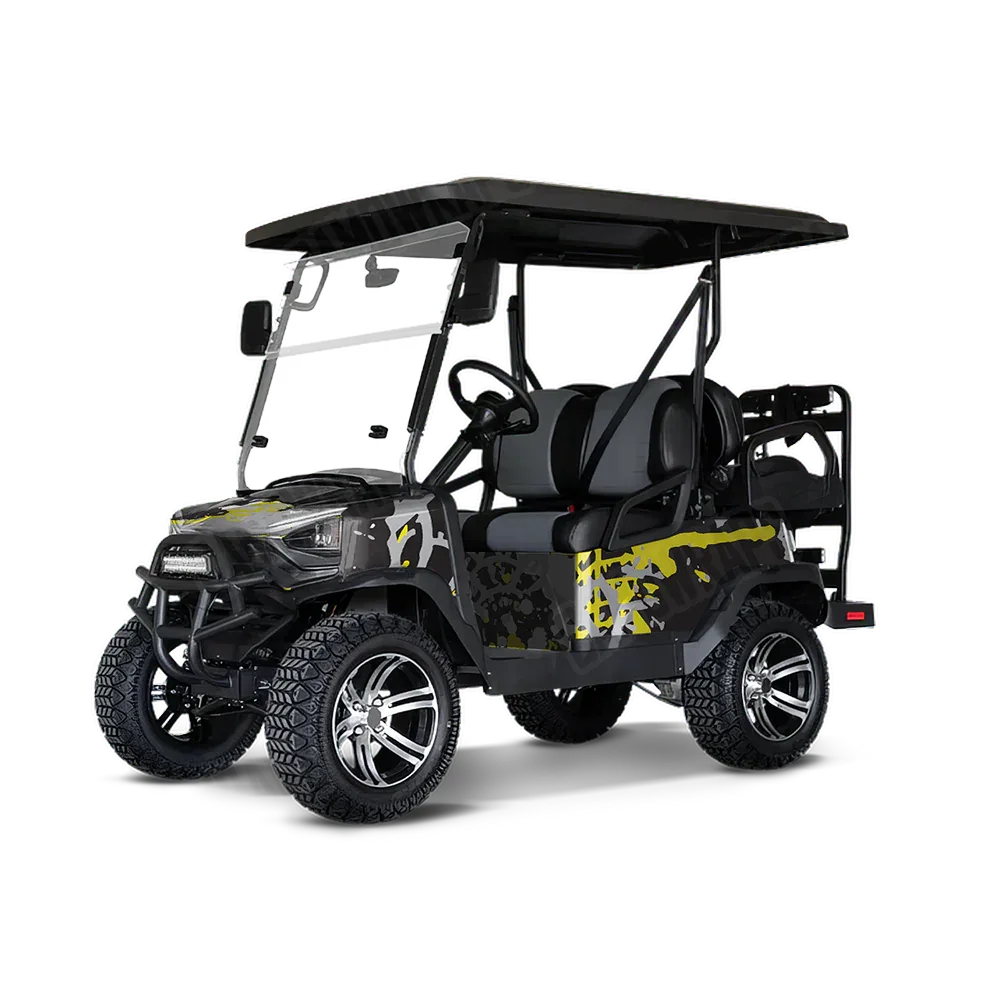 Tire Splatter Yellow Tiger Golf Cart Wraps
