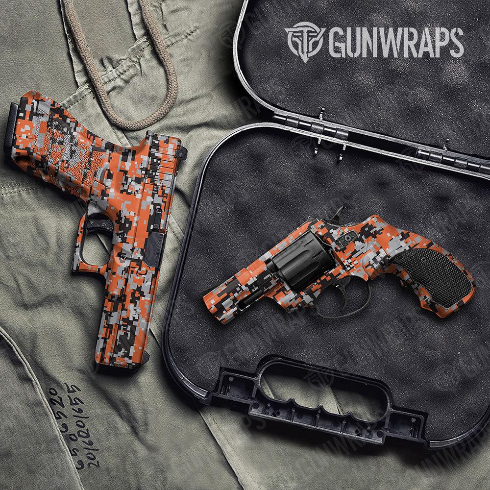 Digital Orange Tiger Handgun Gun Skin Vinyl Wraps