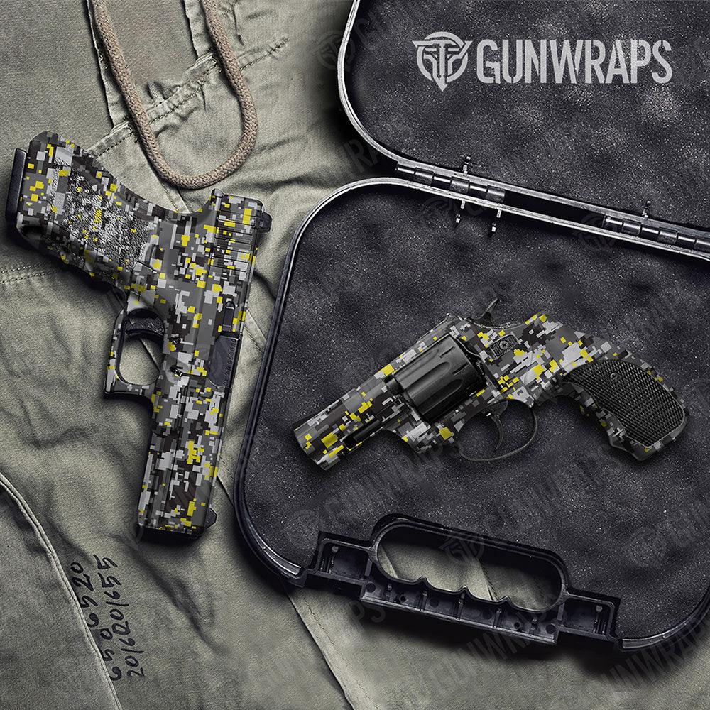 Digital Urban Yellow Handgun Gun Skin Vinyl Wraps