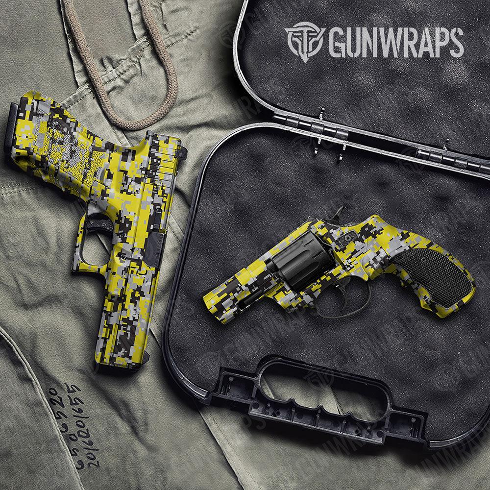 Digital Yellow Tiger Handgun Gun Skin Vinyl Wraps