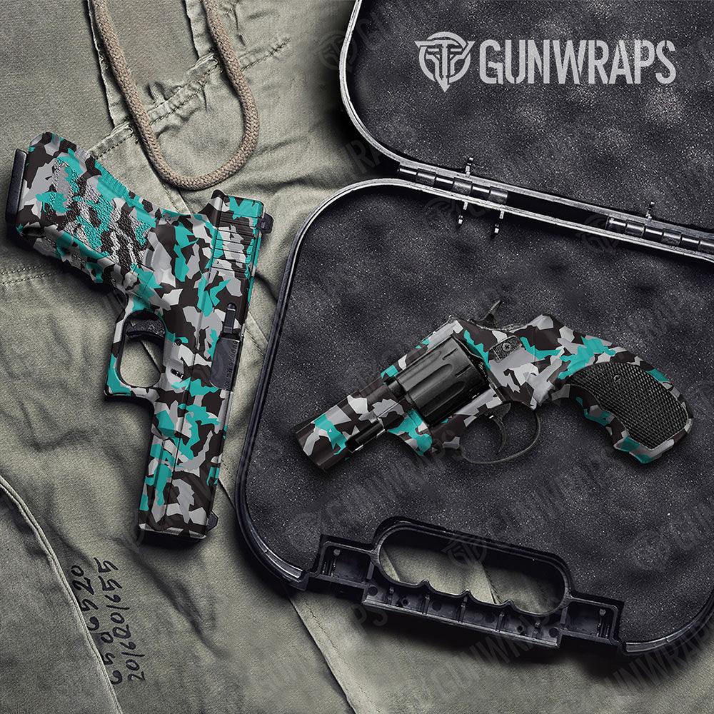 Erratic Tiffany Blue Tiger Handgun Gun Skin Vinyl Wraps