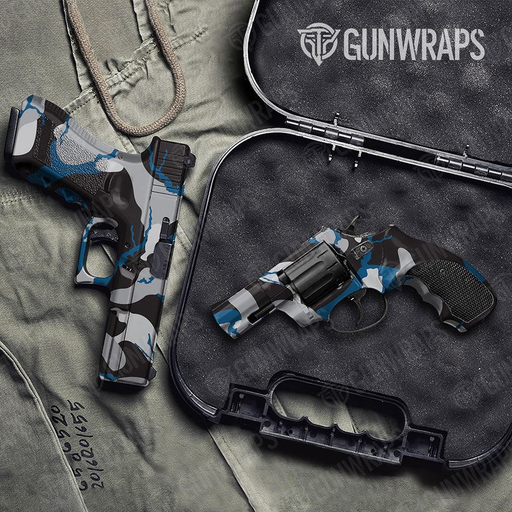Ragged Blue Tiger Handgun Gun Skin Vinyl Wraps