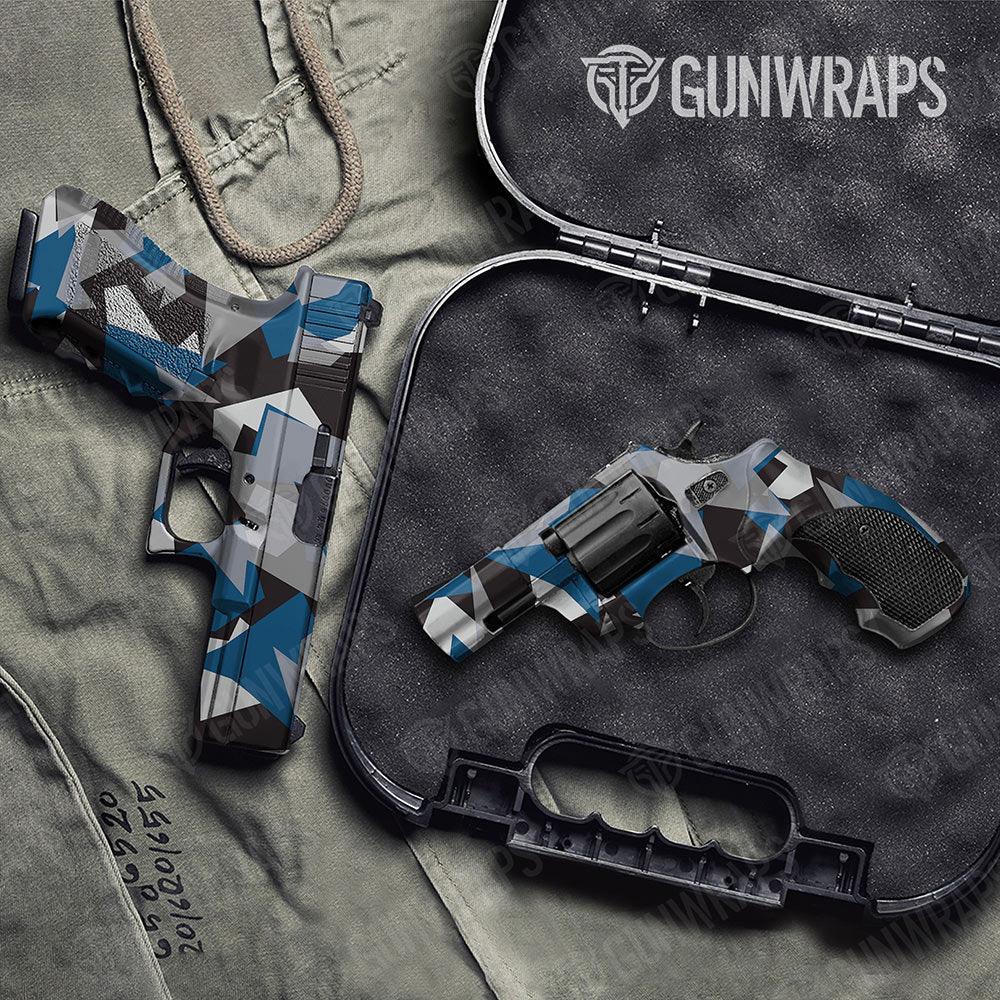 Shattered Blue Tiger Handgun Gun Skin Vinyl Wraps