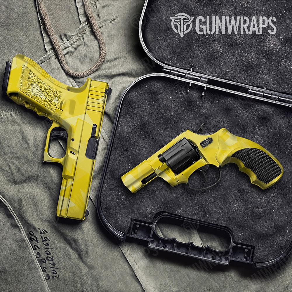 Shattered Elite Yellow Handgun Gun Skin Vinyl Wraps