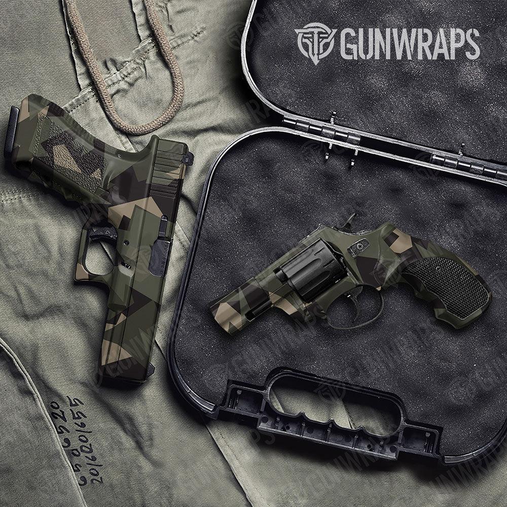 Shattered Militant Green Handgun Gun Skin Vinyl Wraps