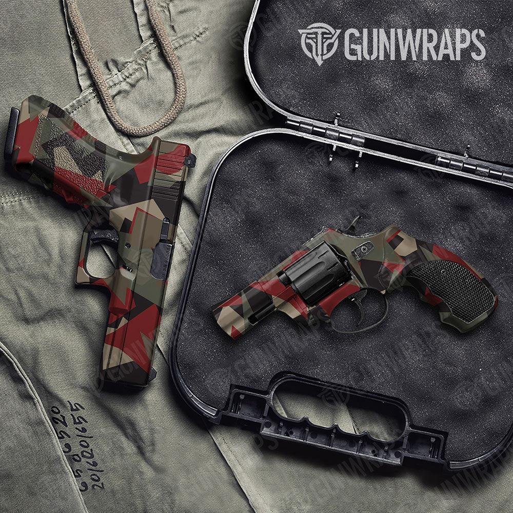 Shattered Militant Red Handgun Gun Skin Vinyl Wraps