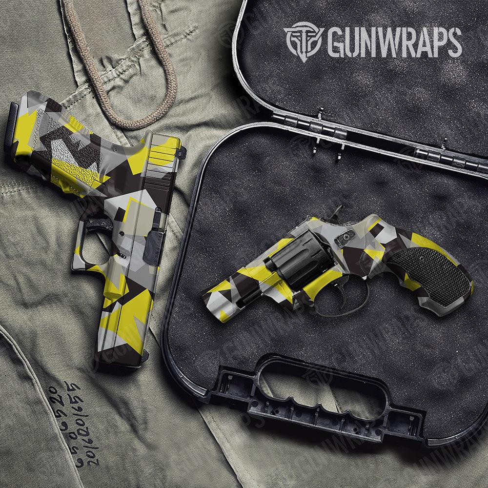 Shattered Yellow Tiger Handgun Gun Skin Vinyl Wraps