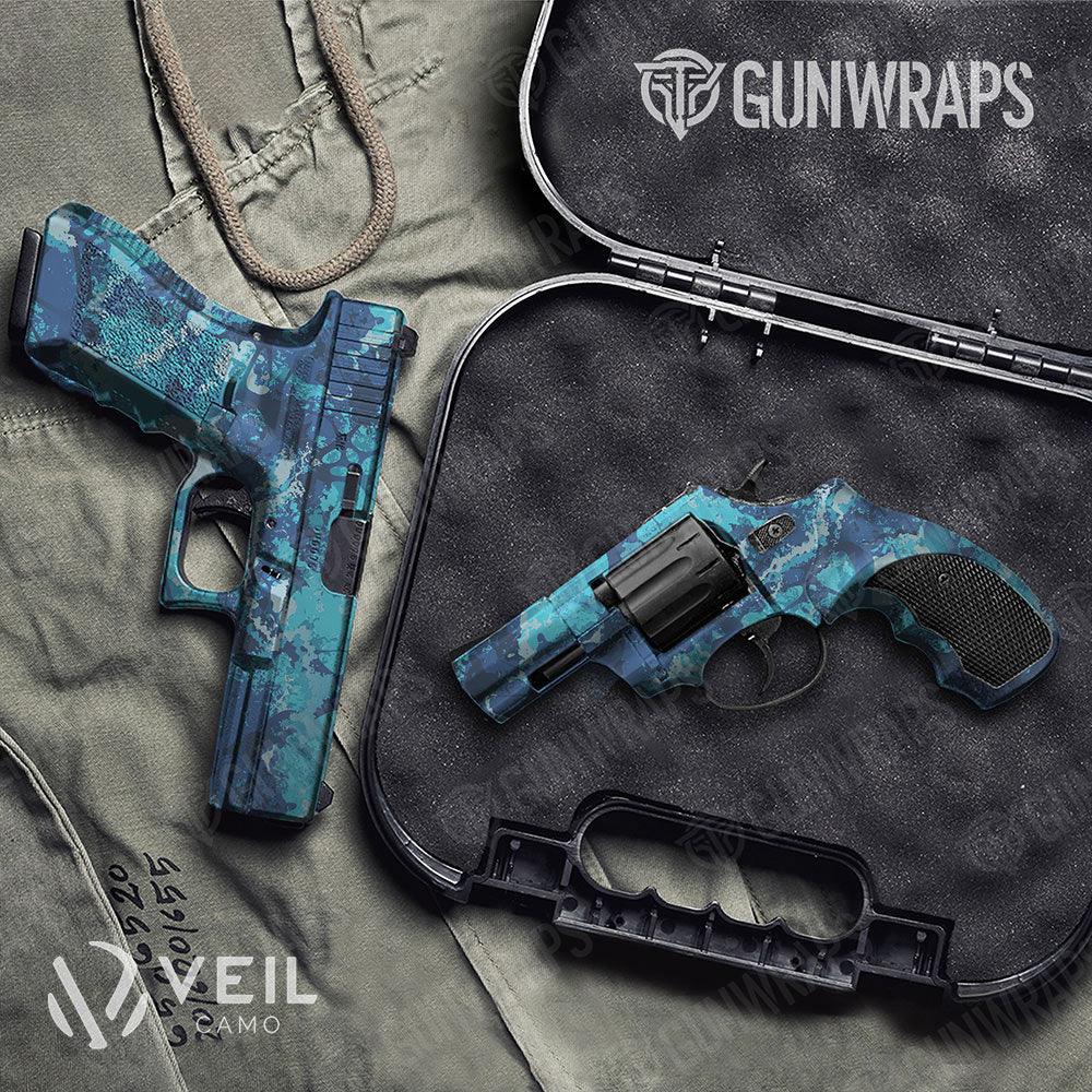 Veil Stoke Aqua Handgun Gun Skin Vinyl Wraps