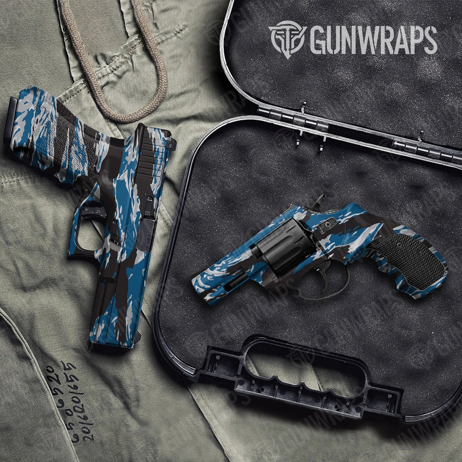 Vietnam Tiger Stripe Blue Tiger Handgun Gun Skin Vinyl Wraps