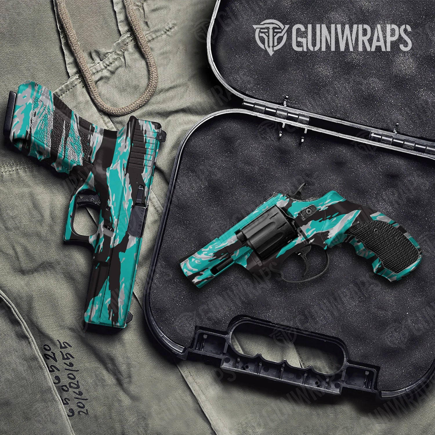 Vietnam Tiger Stripe Tiffany Blue Tiger Handgun Gun Skin Vinyl Wraps