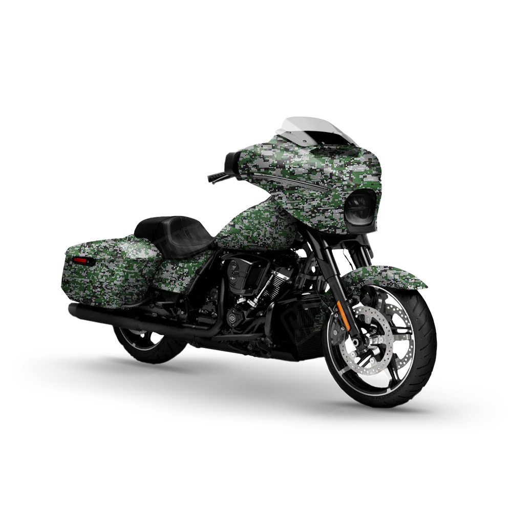 Digital Green Tiger Motorcycle Wraps