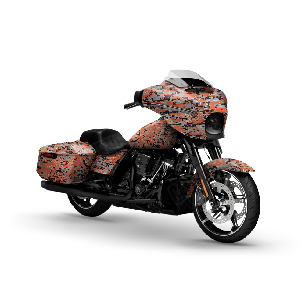 Digital Orange Tiger Motorcycle Wraps