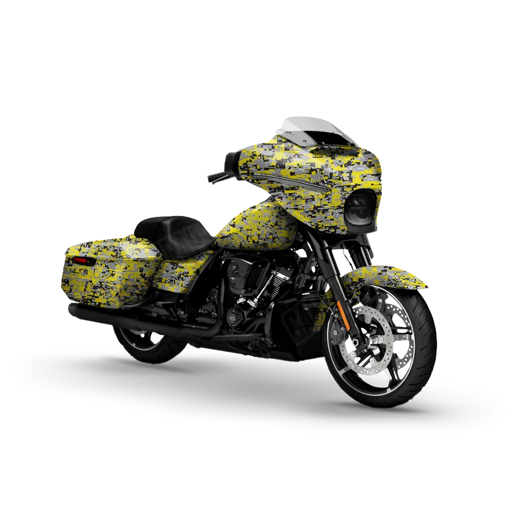 Digital Yellow Tiger Motorcycle Wraps