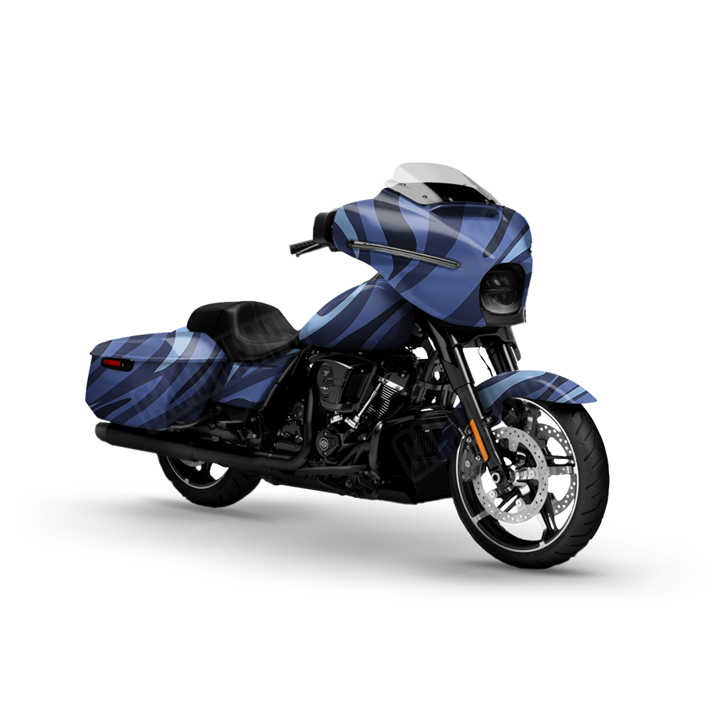 Fun Stripe Blue Urban Night Motorcycle Wraps