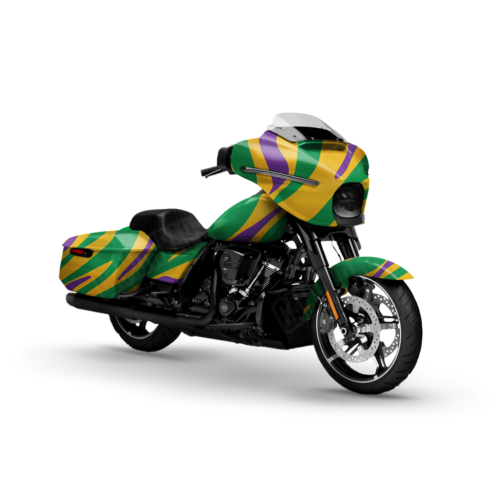 Fun Stripe Mardi Gras Motorcycle Wraps