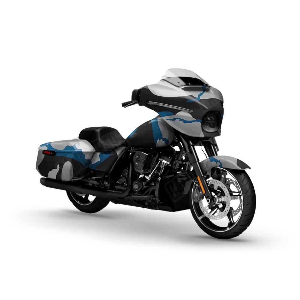 Ragged Blue Tiger Motorcycle Wraps