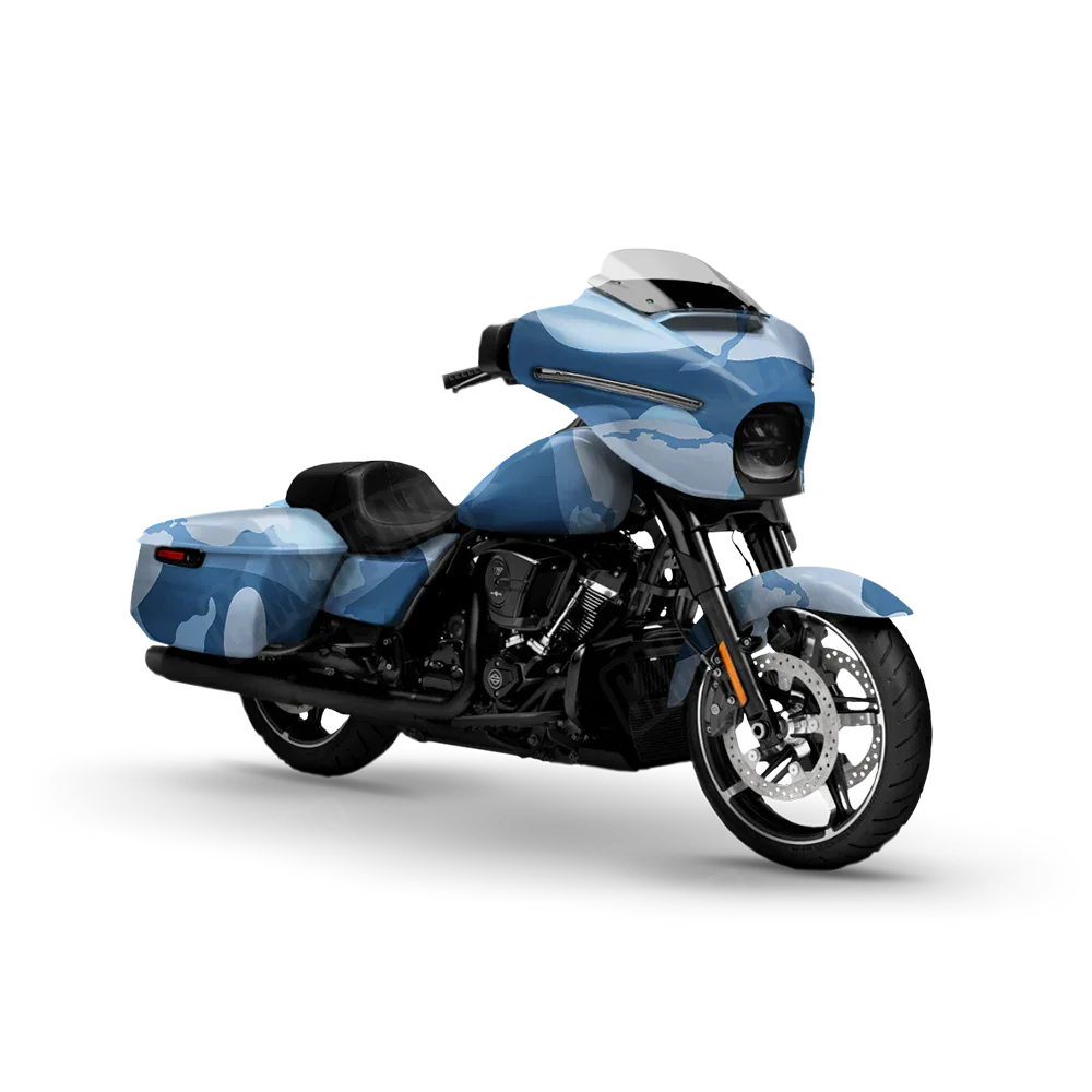 Ragged Cool Blue Motorcycle Wraps