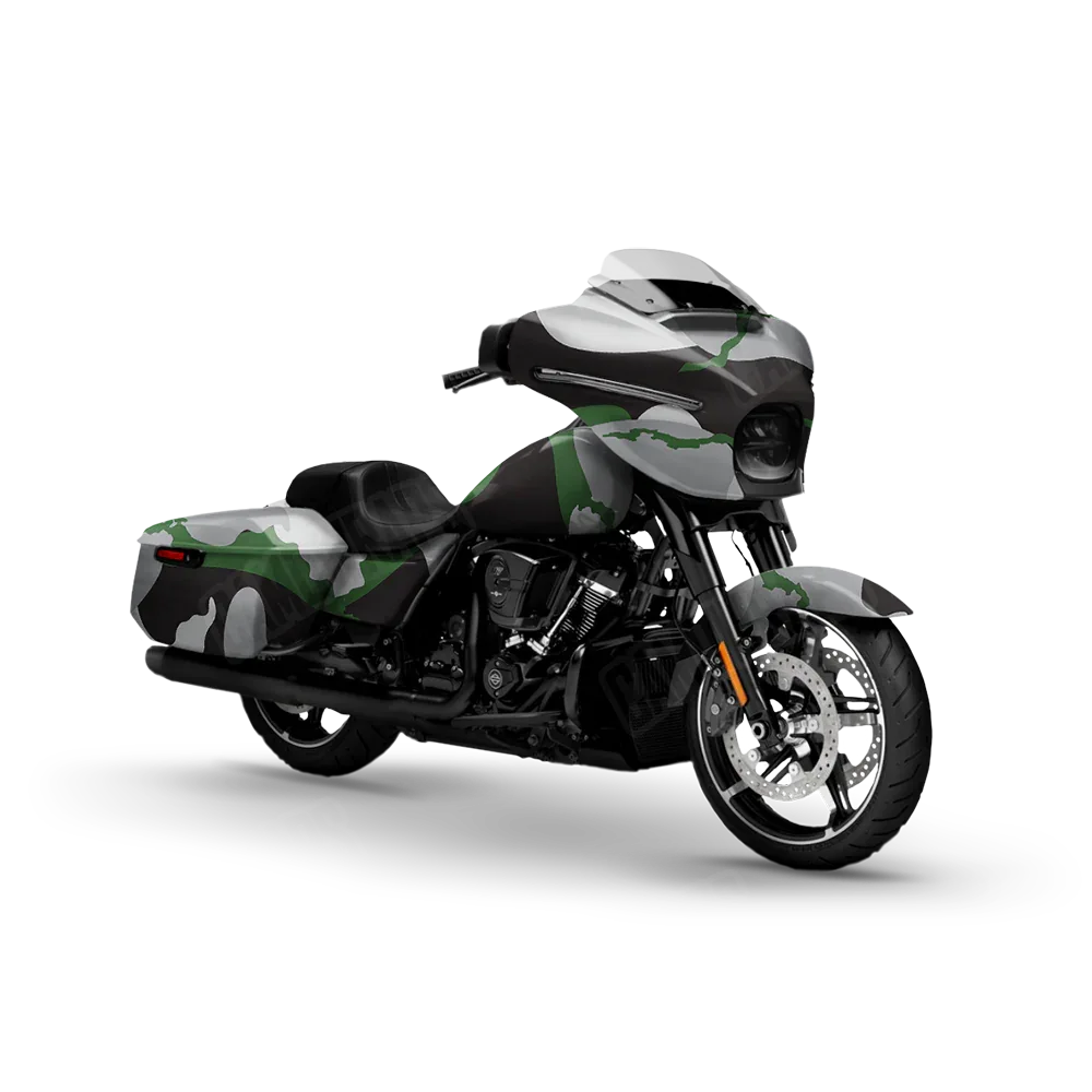 Ragged Green Tiger Motorcycle Wraps