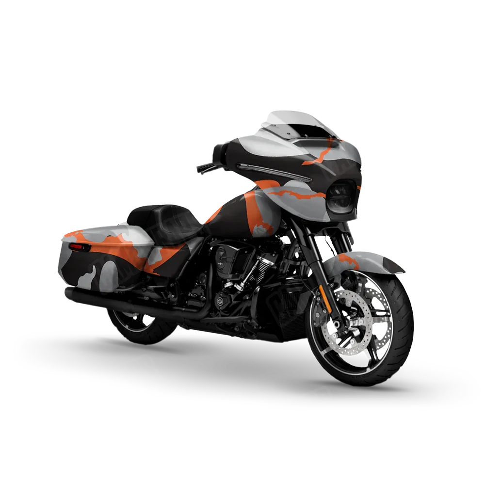 Ragged Orange Tiger Motorcycle Wraps