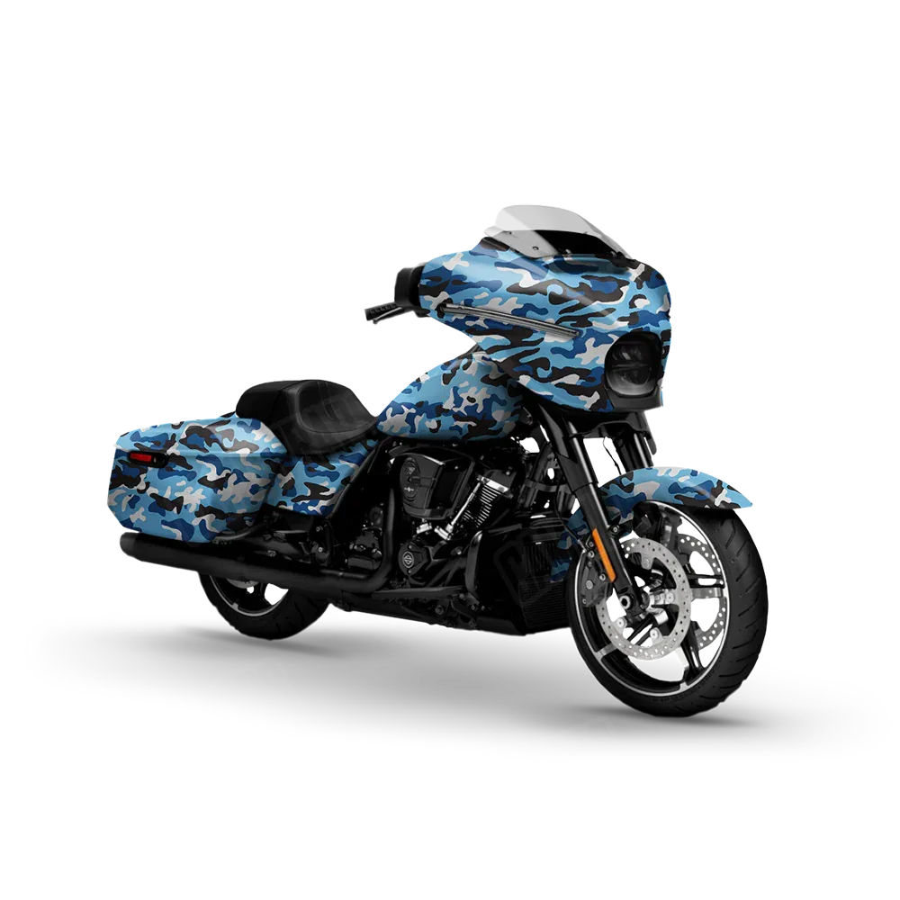 Classic Baby Blue Motorcycle Wraps