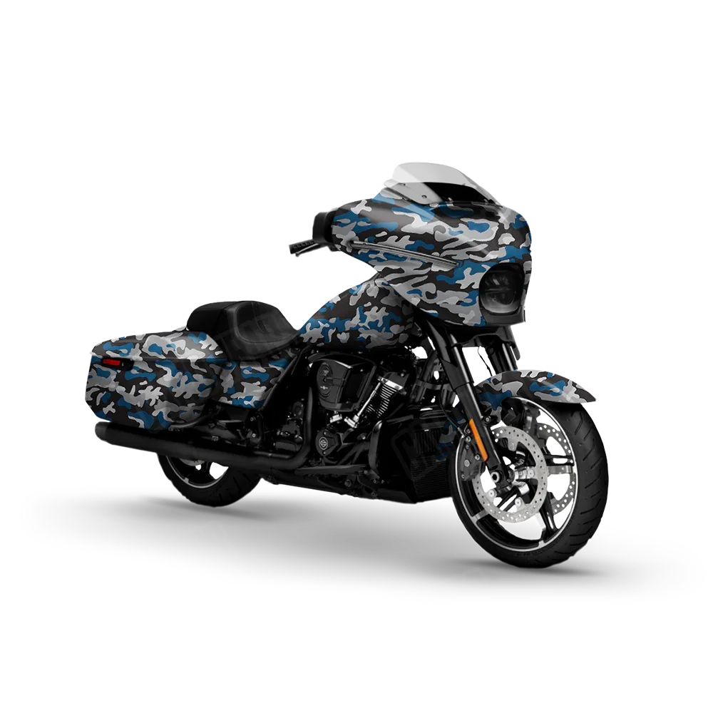 Classic Blue Tiger Motorcycle Wraps