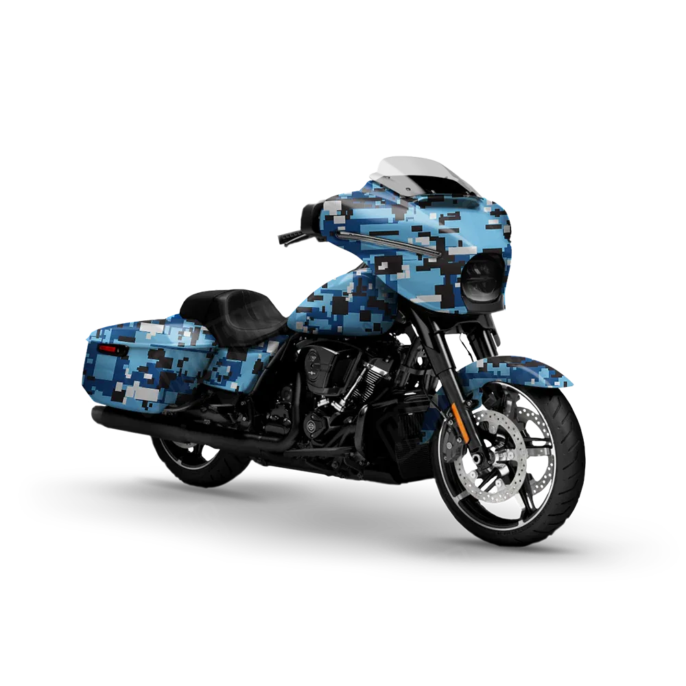 Digital Baby Blue Motorcycle Wraps