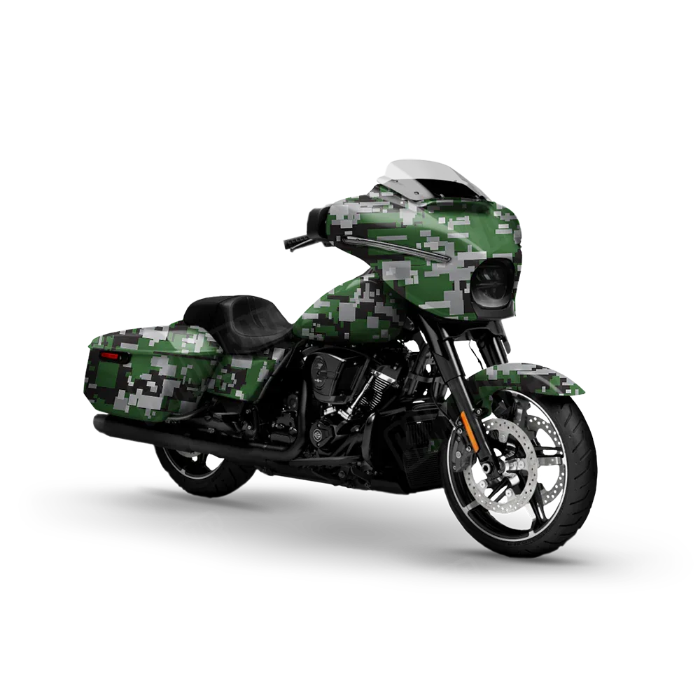 Digital Green Tiger Motorcycle Wraps